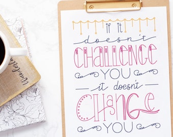 Hand Lettering SVG Line Art: Challenge Quote (Digital Download)