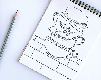 SINGLE LINE SVG-teacups svg