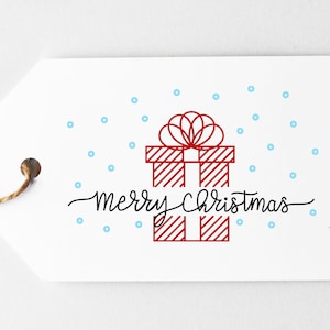 SINGLE LINE SVG-Merry Christmas present svg