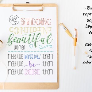 Strong women handlettered LINE ART SVG