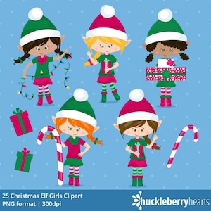 Christmas Clipart Elf Clipart Santas Helpers North Pole Etsy
