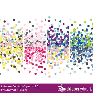 Digital Confetti, Confetti Border, Confetti Clipart, Confetti Invitation, Party Confetti