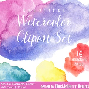 Watercolor Clipart, Watercolor Splashes Clipart, Watercolor Background PNG, Paint Splatter Clipart, Watercolor Texture, Commercial Use image 1