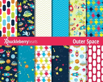 Outer Space Paper, Outer Space Patterns, Printable, Commercial Use