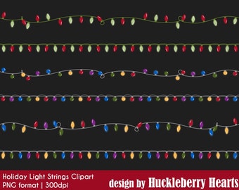 Christmas Lights Clipart, String Lights Clipart, Christmas Lights, Holiday Lights, Christmas Clipart, Printable, Commercial Use