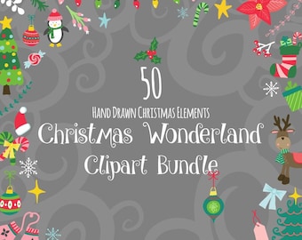 Christmas Clipart, Clipart Bundle, Christmas Graphics, Printable, Commercial Use