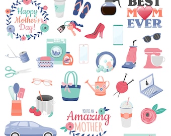 Mom Clipart, Mothers Day Clipart, Printable, Commercial Use