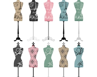 Mannequin Clipart, Dress Forms, Dress Forms, Dressmaker, Printable, Commercial Use