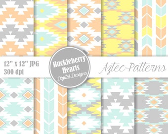 Aztec Paper, Aztec Digital Paper, Tribal Paper, Digital Aztec