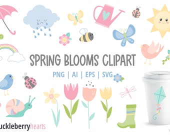 Spring Clipart, Spring SVG, Springtime Clipart, Flower Clipart, Printable, SVG, Commercial Use, #CP589