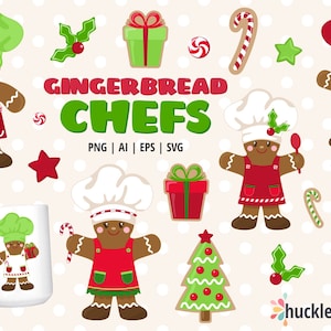 Gingerbread Clipart, Gingerbread Chef Clipart, Christmas Clipart, Christmas SVG, Printable, SVG, Commercial Use, #CP563