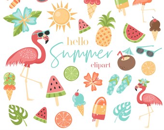 Summer Clipart | Flamingo SVG | Ice Cream Printables (Commercial Use)