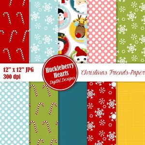 Christmas Paper, Digital Christmas Paper, Christmas Faces, Christmas Scrapbook Paper