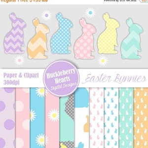Bunny Clipart, Digital Easter Paper, Digital Bunny Paper, Easter Paper, Easter Clipart