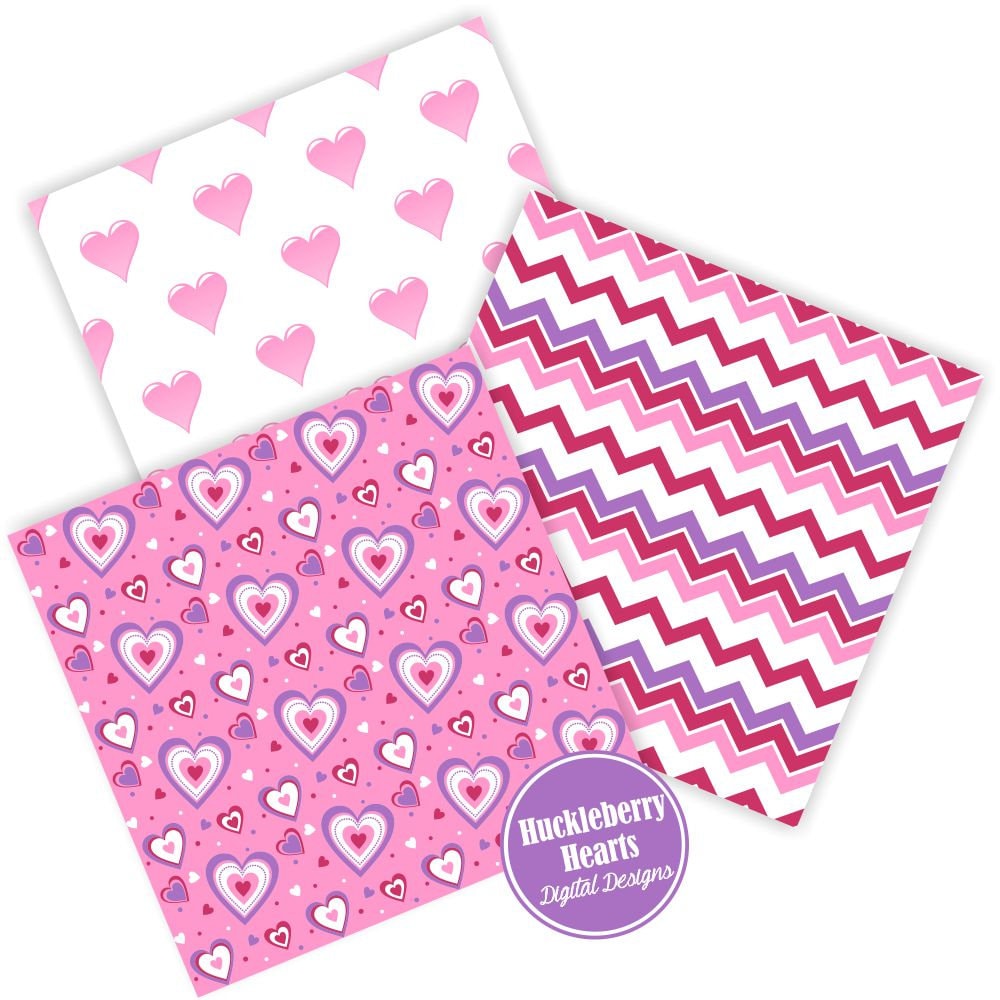 Valentines Day Patterns, Seamless Heart Patterns, Valentine Digital ...