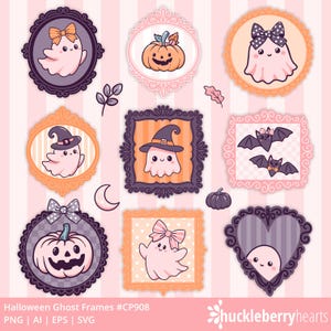 Cute Pink Halloween Ghosts Clipart, Pink Ghost PNG, Pink Halloween Clipart, Pink Halloween PNG, Cute Pink Halloween SVG, Commercial Use