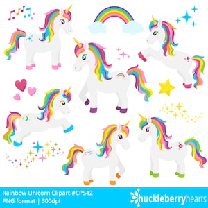 Rainbow Unicorn Clipart, Magical Unicorn SVG, Cute Kids Illustrations PNG, Commercial Use image 9