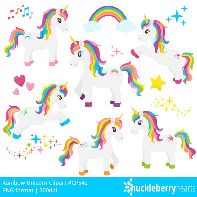 Rainbow Unicorn Clipart, Magical Unicorn SVG, Cute Kids Illustrations PNG, Commercial Use image 9