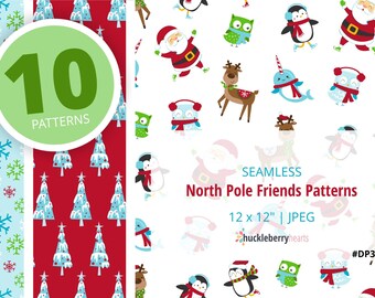 Christmas Patterns, Christmas Digital Paper, North Pole, Seamless, Printable, Digital Download, Commercial Use, #DP314