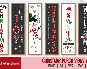 Christmas Porch Signs SVG Bundle, Christmas Vertical Porch Signs PNG, Digital Download, Printable, Small Commercial Use