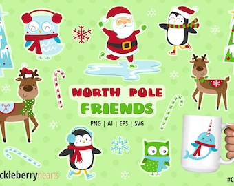 Christmas Clipart, Christmas SVG, North Pole Clipart, Christmas Graphics, Santa, Reindeer, Printable, SVG, Commercial Use, #CP539