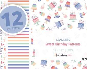 Cute Birthday Patterns, Seamless Birthday Patterns, Birthday Digital Patterns, Birthday Digital Paper, Printable, Small Commercial Use