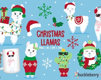 Christmas Llamas, Llama SVG, Christmas Llama Clipart, Printable, SVG, Commercial Use, #CP716