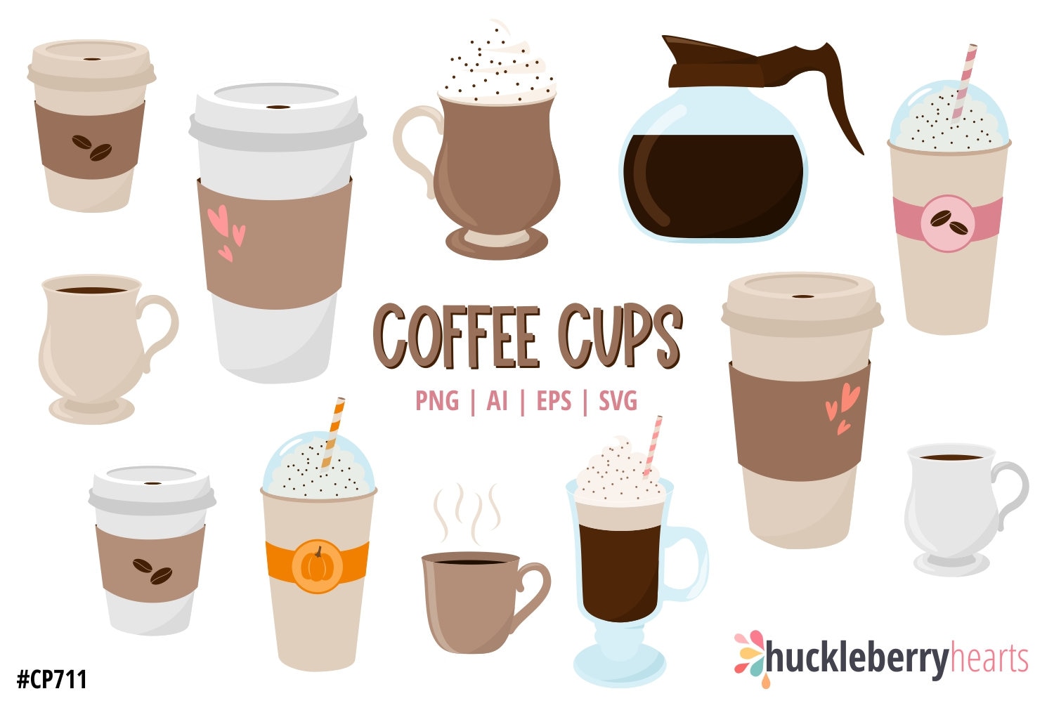 30 cute mug, cups Sticker, Clipart autumn Decor, PNG