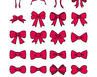 Red Bows Clipart PNG | Coquette Bows SVG | Ribbon Clipart | Commercial Use