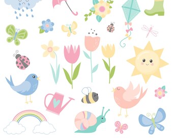 Spring Clipart, Spring SVG, Springtime Clipart, Flower Clipart, Printable, SVG, Commercial Use, #CP589