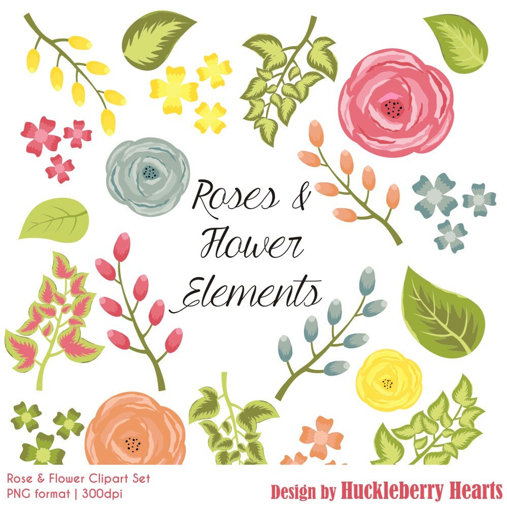 Flower Clipart Rose Clipart Digital Flowers Digital Roses