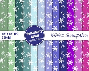 Winter Snowflakes Seamless Patterns JPG | Snow Digital Paper Pack (Commercial Use)