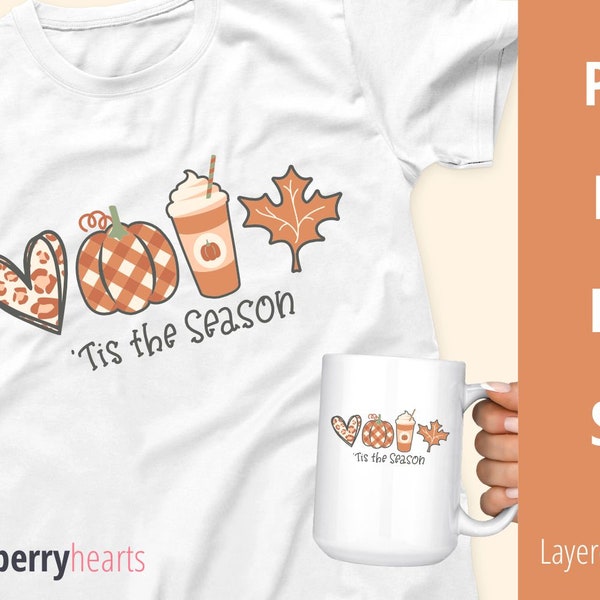 Fall Tis the Season SVG, Pumpkin Tshirt Design, Autumn Pumpkin PNG, Printable, Small Commercial Use