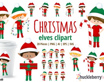 Christmas Elf Clipart, Christmas Elf Boys Clipart, Elf SVG, North Pole Elves Clipart, Christmas SVG Bundle, Printable, Commercial Use