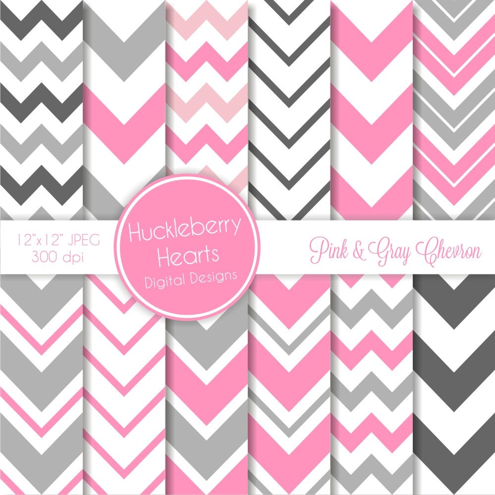 Grey and Pink Chevron - Etsy