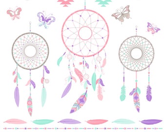 Dreamcatcher Clipart, Dream Catcher Clipart, Tribal, Boho, Printable, Commercial Use