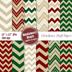 Papier kraft de Noël, chevrons de Noël, motifs de Noël, papier brun, imprimable, usage commercial
