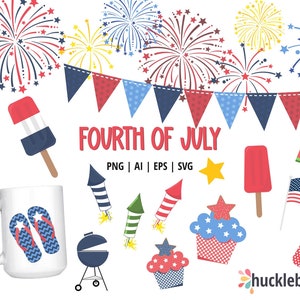 Fourth of July Clipart, Independence Day SVG Bundle, Fireworks Clipart, Fourth of July SVG Bundle, Printable, Commercial Use image 5