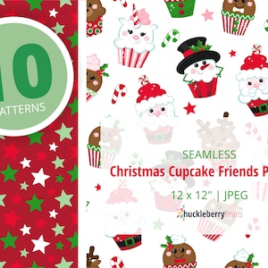 Christmas Cupcake Patterns, Christmas Cupcake Digital Paper, Seamless, Printable, Digital Download, Commercial Use, #DP312