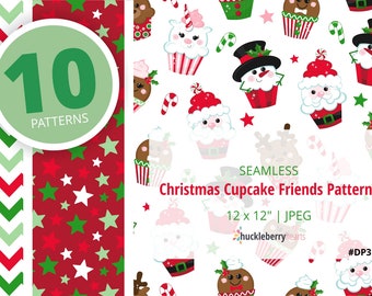 Christmas Cupcake Patterns, Christmas Cupcake Digital Paper, Seamless, Printable, Digital Download, Commercial Use, #DP312