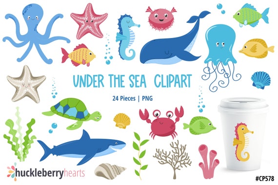 Under The Sea Clipart Ocean Clipart Fish Clipart Seahorse Etsy