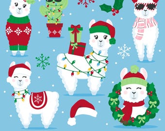 Christmas Llama Clipart | Llama SVG | Holiday Printables (Commercial Use)