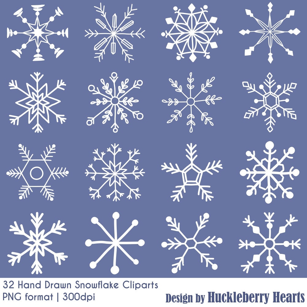 Schneeflocke Clipart Digitale Schneeflocken Von Hand Etsy
