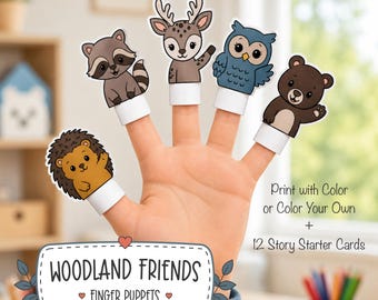 Woodland Friends Finger Puppets | Printable PDF Craft Activity | Rainy Day Crafts