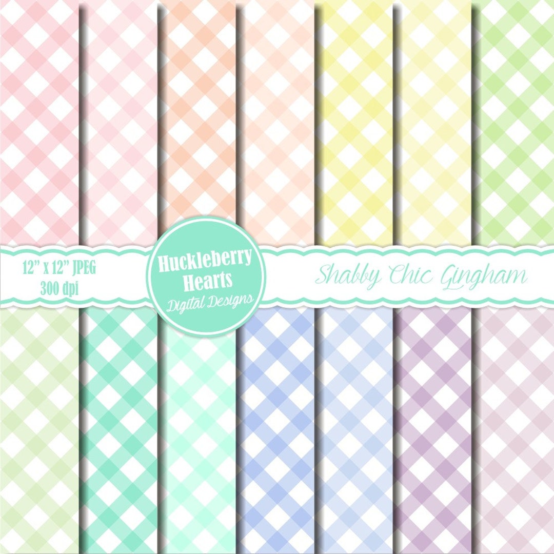 Shabby Chic Gingham Digital Paper, Digital Scrapbook Paper, Digital ...