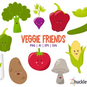 Vegetable Clipart, Vegetable svg, Kawaii Vegetables, Food Clipart, Food svg, Printable, Commercial Use, CP790 image 1