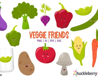 Vegetable Clipart, Vegetable svg, Kawaii Vegetables, Food Clipart, Food svg, Printable, Commercial Use, #CP790