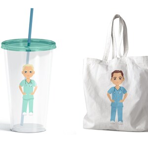 Male Nurse Clipart, Medical SVG Bundle, Murse, Chibi PNG, Healthcare Graphics, Small Commercial Use image 3