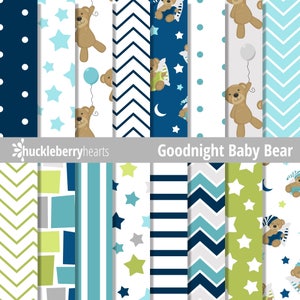 Papier numérique Nounours, Oursons en peluche, Papier numérique pour scrapbooking, Modèles sans couture, Imprimable, Usage commercial