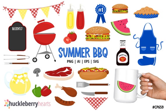 BBQ Clipart Cookout Clipart Grill Clipart Hamburgers - Etsy